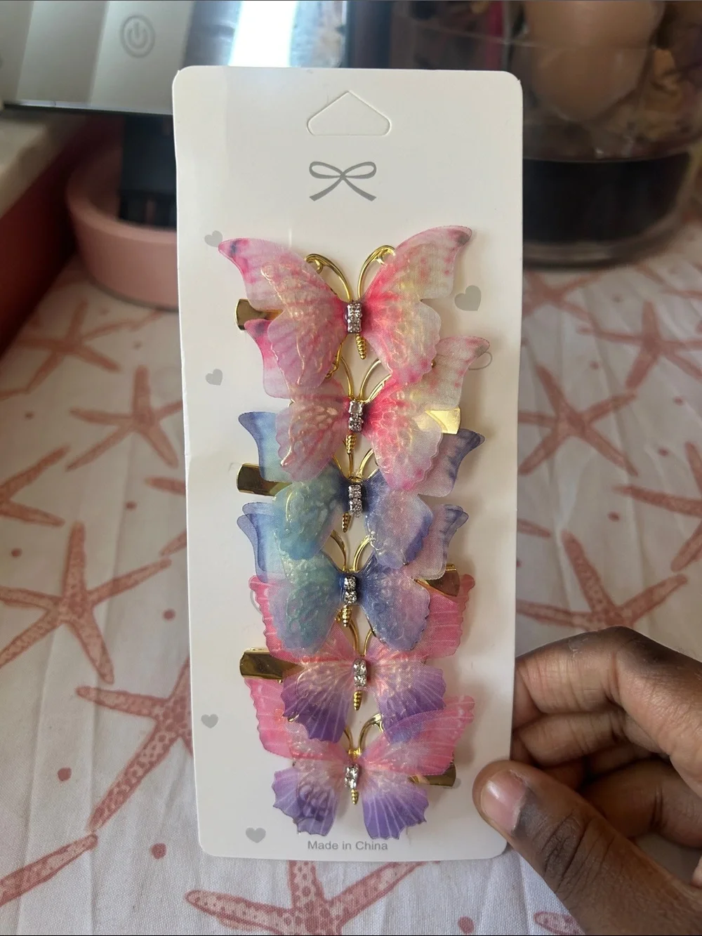 Butterfly Hair Clips Set in Pink, Purple, and Blue